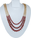Fashion Trendy Multi Layered Purple Crystal with Gold Chain Fusion Necklace For Women / AZFJLO008-GPU