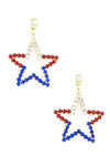 Fashion Independence Day American Flag Patriotic Crystal Star Dangle Earring Set For Women/ AZERPT006-GRB-PAT