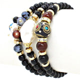Fashion Trendy Dual Function Multi Bead Bohemian Stretch Bracelet For Women / AZBRST044-GBK