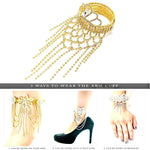 Arras Creations Fashion Trendy Lattice Fringe Arm Cuff/Bracelet/Anklet for Women / AZABRH001-GCL