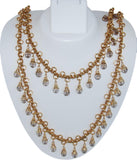 Fashion Trendy Hanging crystal with leather string Fusion Necklace For Women / AZFJLO012-GLD