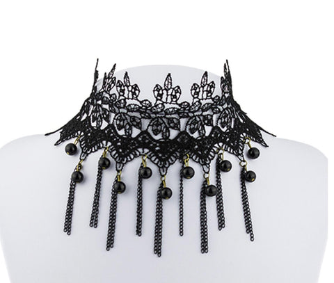 Arras Creations Vintage Handmade Retro Short Gothic Lace Choker Necklace for Women / AZVGNEA05-1BK