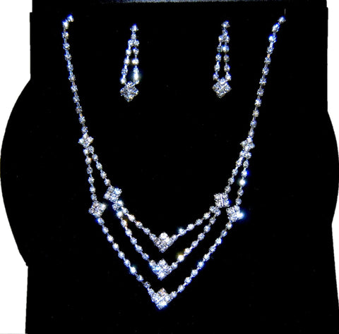 Arras Creations Fashion Trendy Rhinestone Necklace & Earring Set Pageant Prom Wedding Party For Women & Girls / AZBLRH032-SCA