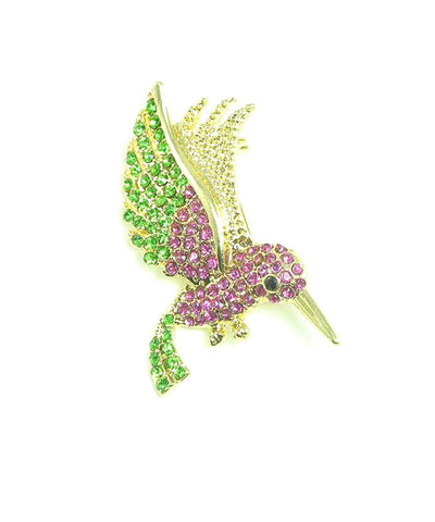 Austrian Crystal Humming Bird Pin Brooch / AZFJBR920-GPI