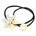 CRYSTAL FLOWER DOUBLE CHARM PONYTAIL TIE HOLDER / AZHAPH754-GCL