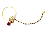 Indian Style Designer Traditional Nose Ring / Nath - No Pierce / AZINNR737-GRC