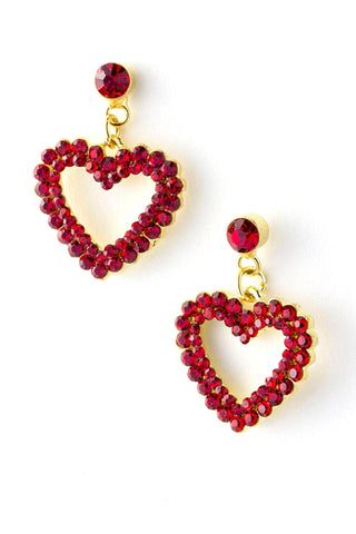 Valentine Jeweled Heart Dangle Earrings / AZERFH202-GRD-HRT