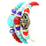 Fashion Trendy Dual Function Multi Bead Bohemian Stretch Bracelet For Women / AZBRST043-GMU