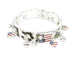 Arras Creations Fashion Patriotic Independence American Flag Charm Stretch Bracelet for Women / AZBRST081-SMU-PAT