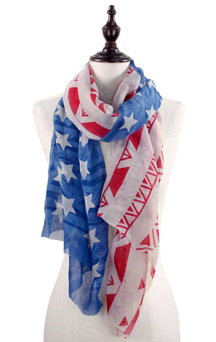Trendy Fashion Patriotic National Flag Infinity Scarf For Women / AZMISC542-WBR-PAT