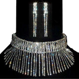 Arras Creations Rhinestone Necklace & Earring Set Pageant Prom Wedding Party For Women / AZBLRH028-SCA