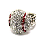 Sports Baseball - Crystal Deco Baseball Stretch Ring / AZSJRI007-SRD