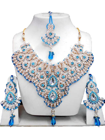 Bollywood Style Indian Imitation Necklace Set / AZBWBR061-GBL