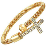 Fashion Trendy Rhinestones Cross Bracelet for Women / AZBRST054-GCL