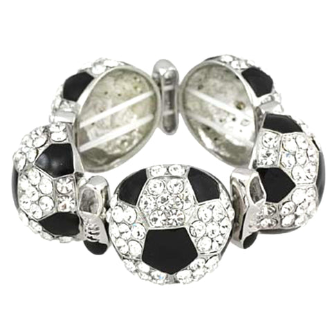 Fashion Trendy Sports Rhinestone Soccer Ball Bracelet For Women / AZBRCH836-SWB