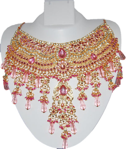 Fashion Trendy Bollywood Style Indian Imitation Necklace Set For Women. / AZBWBR002-LPK