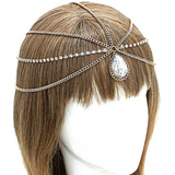 Arras Creations Fashoin Trendy Crystal Accent Teardrop Metal Head Chain for Women / AZFJHP112-GCL Gold/Clear