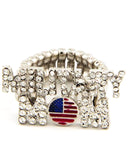 Military Mom Motif / Usa Stretch Ring : Color: Silver Tone