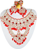Fashion Trendy Bollywood Style Indian Imitation Necklace Set For Women / AZBWBR006-RED