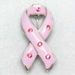 Crystal Stud Pink Ribbon Brooch or Pin - Breast Cancer Awareness / AZFJBR029-SRB-BCA