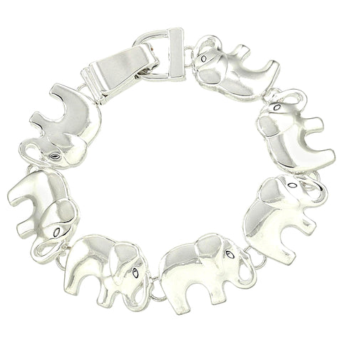 Metal Elephant Magnetic Bracelet / AZBRCB093-SIL