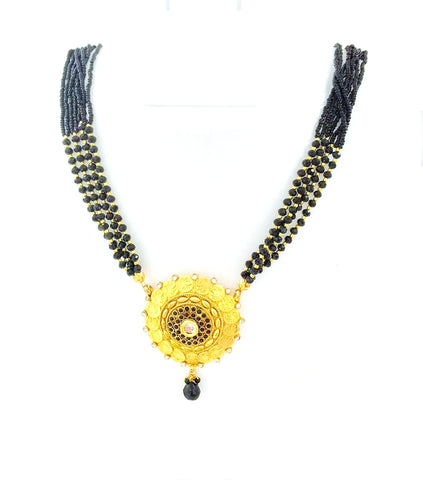Arras Creations Designer Imitation Short Kolhapuri Style Coin Mangalsutra Necklace for Women / AZMNGS419-GBK