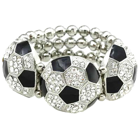 Sports SoccerBall - Sports Rhinestone Soccer Ball Bracelet / AZBRCH734-SWB