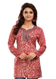 Indian Tunic Top Womens / Kurti Printed Blouse tops - AZDKJD-EX04AR