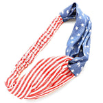 AMERICAN FLAG TWIST KNOT STRETCH HEAD WRAP HEADBAND / AZFJPB343-RBW-PAT