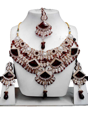 Bollywood Style Indian Imitation Necklace Set / AZBWBR058-GRD