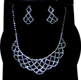 Silver Tone Rhinestone Necklace & Earring Set Pageant Prom Wedding Party / AZBLRH030-SCA