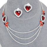 Silver Tone Rhinestone Necklace & Earring Set Pageant Prom Wedding Party / AZBLRH022-SRD