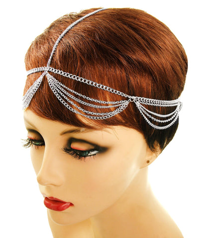 Arras Creations Fashion Trendy Head Chain for Women / AZFJHP0106-SIL Silver