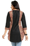 Black Allure ALine Asymmetrical Short Tunic With Kalamkari Print For Everyday Wear SC1032-3