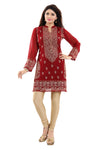 Graceful Maroon Short Fine Georgette Tunic With Intricate Embroidery For Enthic Lovers AN04-4