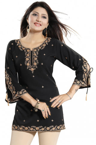 Gracefully Black Alluring Indian Designer Kurti Tunic PD04B