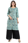 Designer Grace Green Ikkat Print ShirtStyle Long Kurta For Women NK47-4