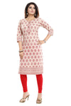 Traditional Galore South Cotton Printed Beige Kurti For Everyday Wear NK49-4