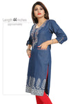 Denim Tunic With Pockets And Thread Work DN2216-4