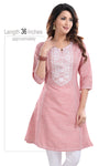 Pink Cotton Tunic With Embroidery Work NK64-4