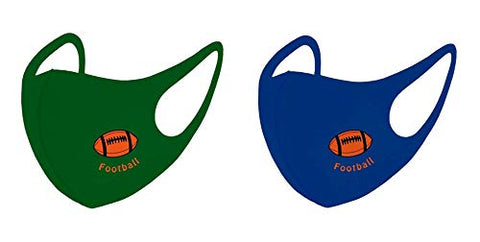 Set of 2 - Sports - Baseball, Soccer, Football, Basketball Point Mask for Kids - Boys & Girls / AZMK0859 (Green, Blue - Football)