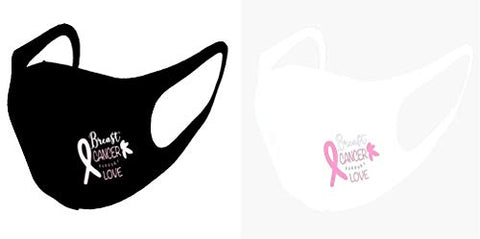 Set of 2 - Pink Ribbon Breast Cancer Love Print Fashion Mask for Men and Women / AZMF0855-BWC
