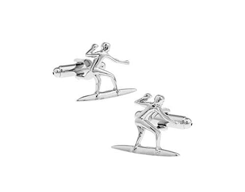 Sports Fashion Trendy Men's French Shirts Water Ski Water Sports Cuff Links Cuff Link Cuff lings Cuff Buttons Cufflinks For Men's and Women's / AZCFSP013-SIL