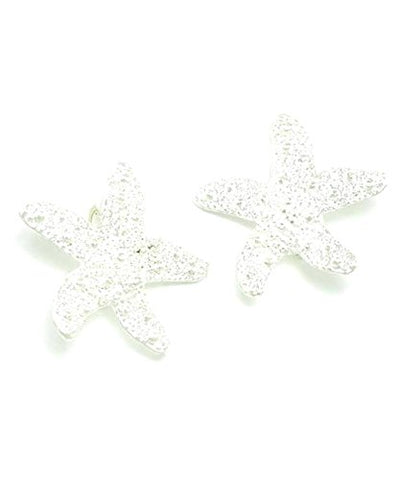 Fashion Trendy Starfish Silver Casting Clip-on Earrings For Women / AZERCOU06-SIL