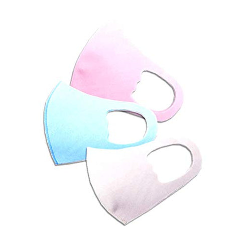 Set of 3 - Pink Blue Gray Solid Kids Fashion Mask for Kids / AZMK0047-PBG