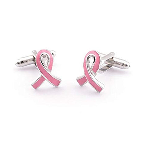 Trendy Men's French Shirts Pink Ribbon Cancer Care Symbol Cuff Links Cuff lings Cuff Buttons Cufflinks for Men and Women / AZCFAS004-SPI