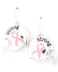 Breast Cancer Trendy Pink Epoxy Helmet W/pink Ribbon Dangle Post Earring Set For Women / AZERBC730-ASP