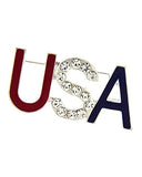 Fashion Trendy"USA" Crystal Enamel Independence Day USA Patriotic - Brooch Pin For Men Women /
