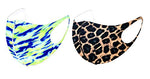 Set of 2 - Fashion Water Color Print & Leopard Print Mask for Men & Women / AZMF0578-BGB