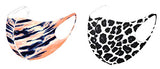 Set of 2 - Fashion Water Color Print & Leopard Print Mask for Men & Women / AZMF0578-GPE